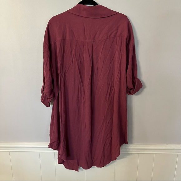 Torrid Women’s Maroon Gauze Open Front 3/4 Sleeve Kimono Shirt Sz 00, M/L NWT - Picture 8 of 8